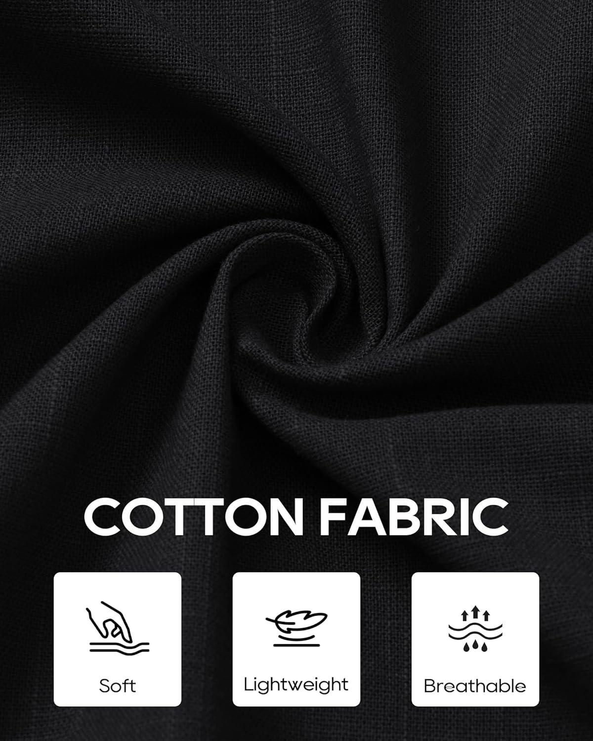 imageAlimens amp Gentle Mens Cotton Linen Textured Shirt Long Sleeve Button Down Shirts Casual Summer Beach Wedding Tops with PocketBlack