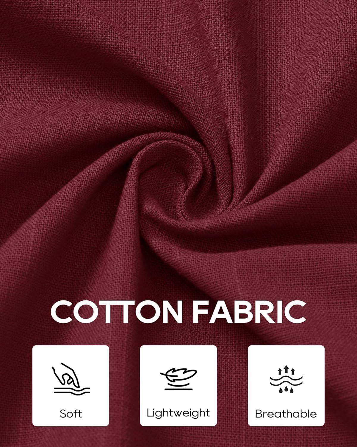imageAlimens amp Gentle Mens Cotton Linen Textured Shirt Long Sleeve Button Down Shirts Casual Summer Beach Wedding Tops with PocketBurgundy