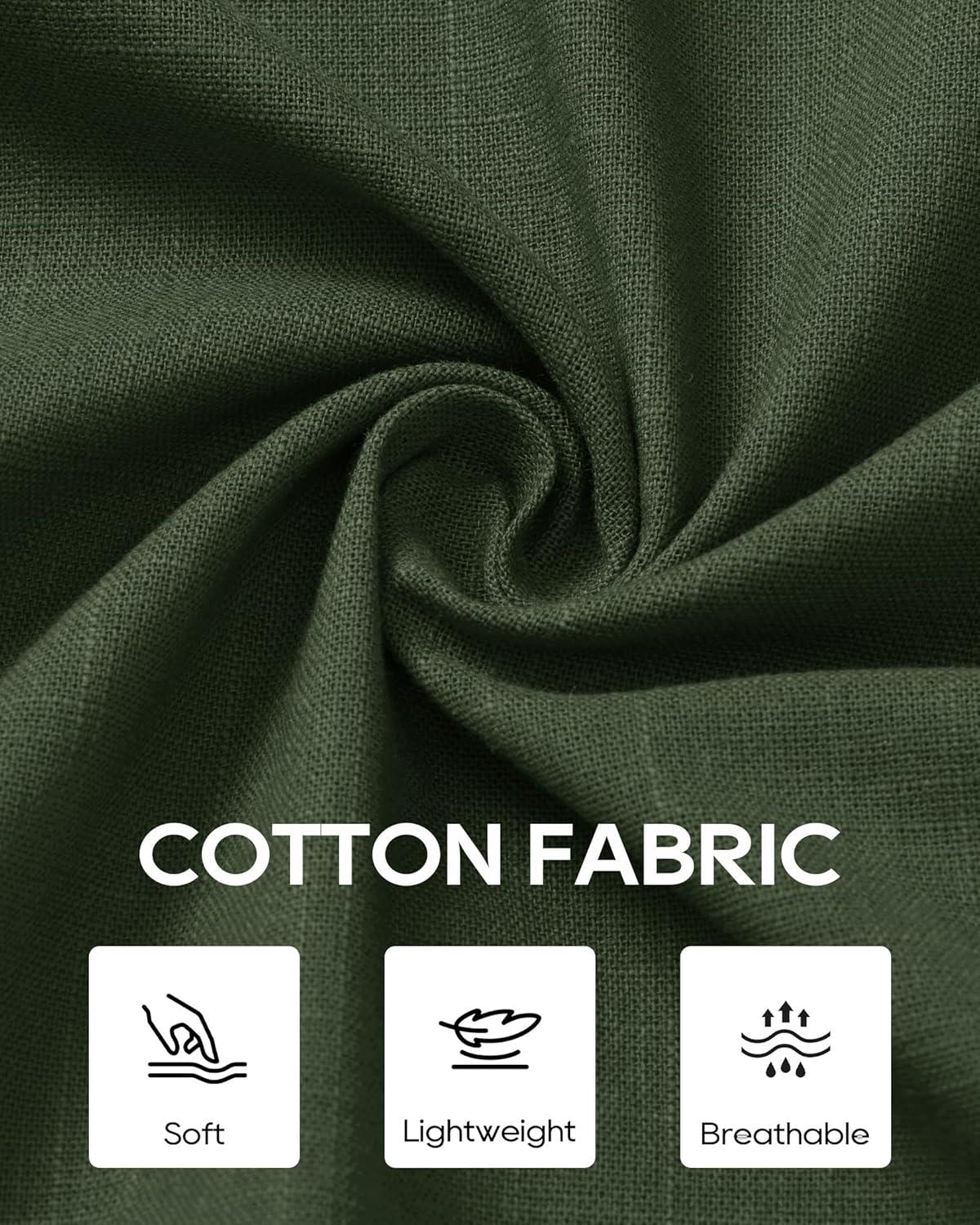 imageAlimens amp Gentle Mens Cotton Linen Textured Shirt Long Sleeve Button Down Shirts Casual Summer Beach Wedding Tops with PocketGreen