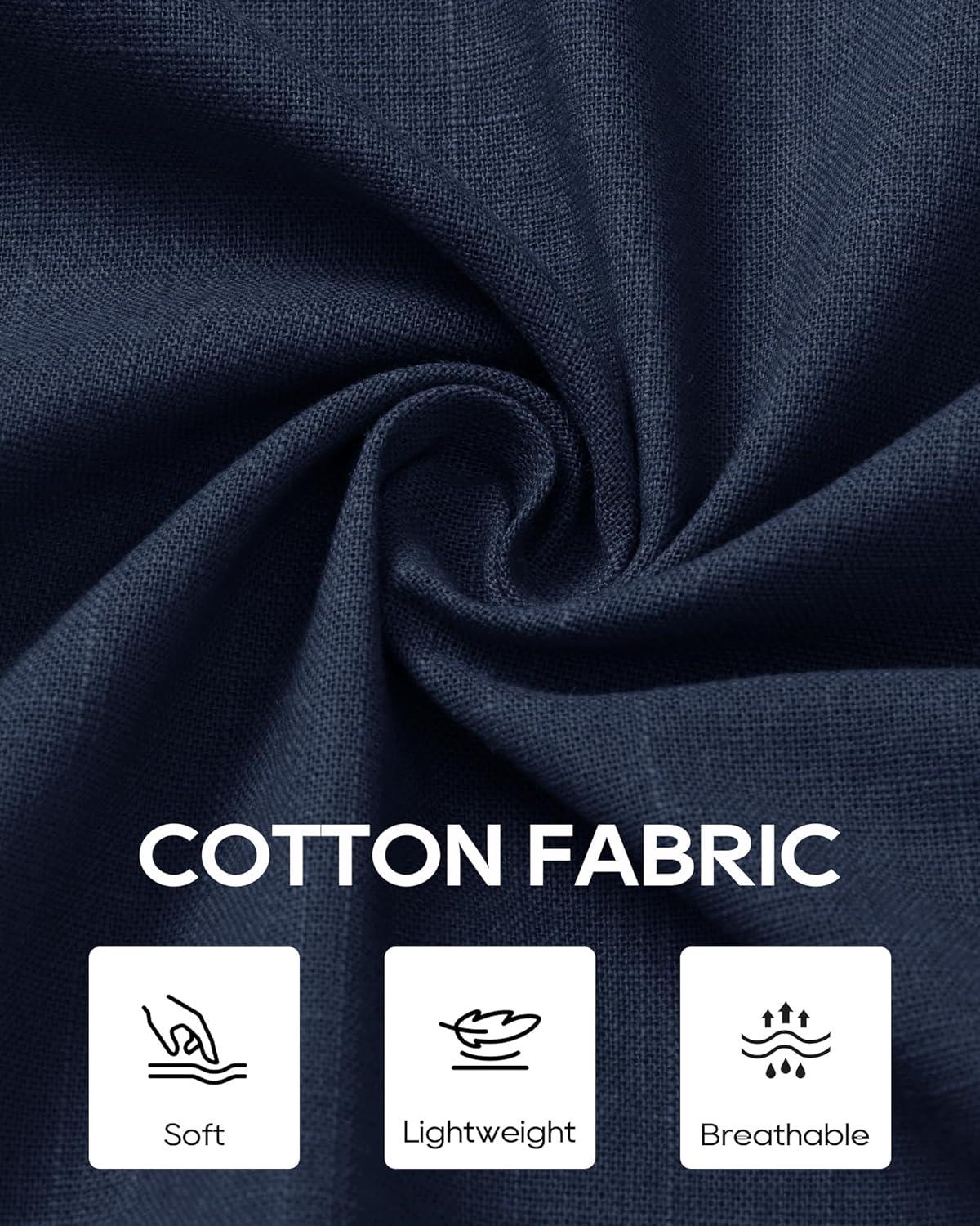 imageAlimens amp Gentle Mens Cotton Linen Textured Shirt Long Sleeve Button Down Shirts Casual Summer Beach Wedding Tops with PocketNavy Blue
