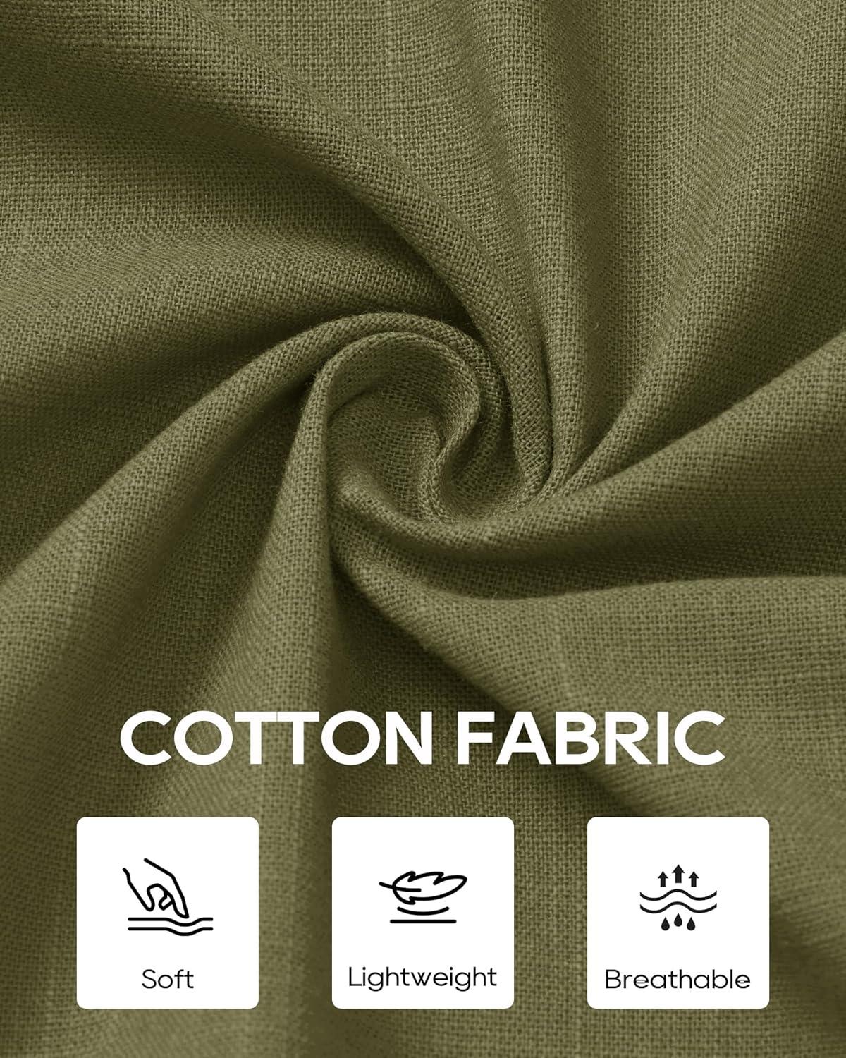 imageAlimens amp Gentle Mens Cotton Linen Textured Shirt Long Sleeve Button Down Shirts Casual Summer Beach Wedding Tops with PocketOlive Green