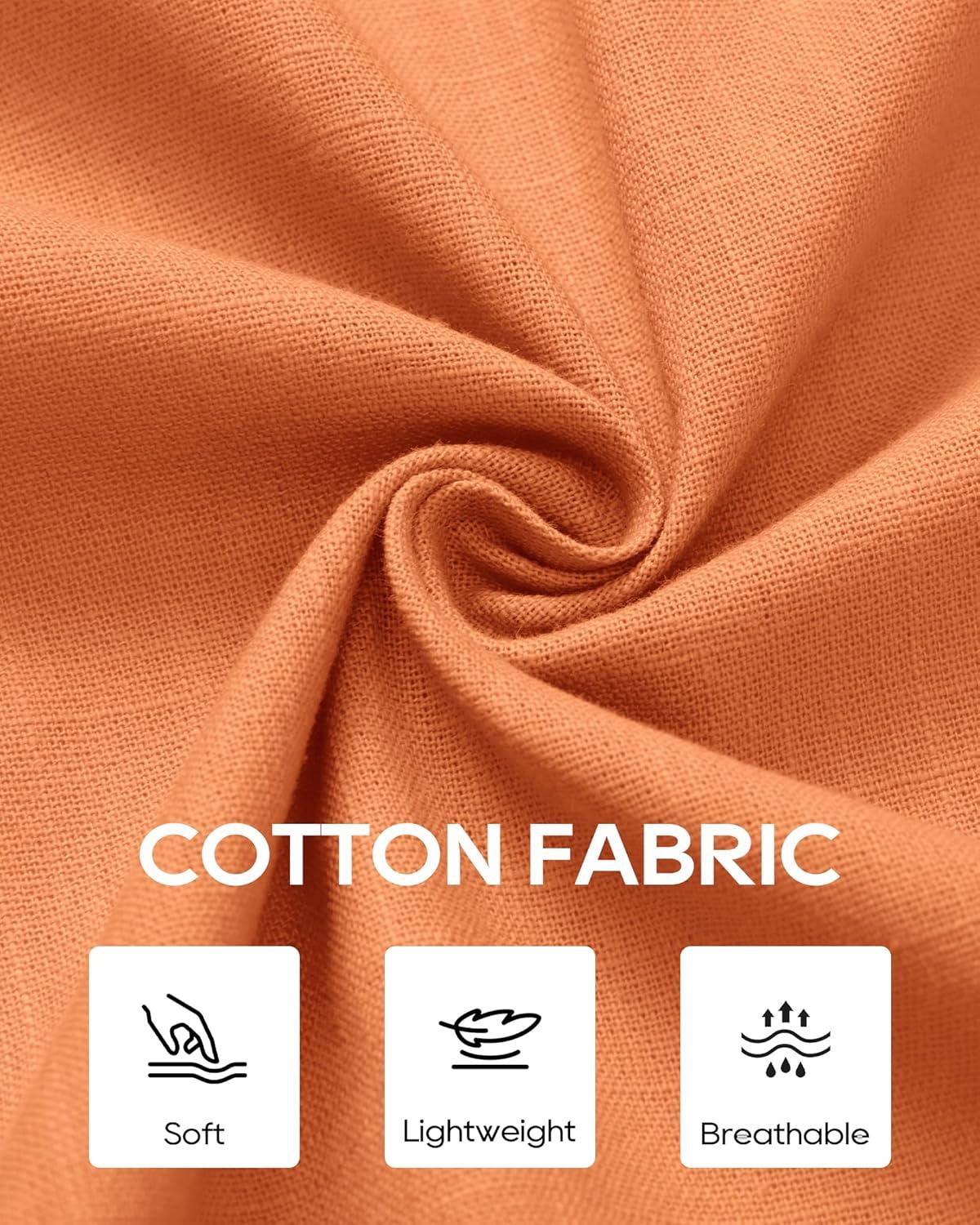 imageAlimens amp Gentle Mens Cotton Linen Textured Shirt Long Sleeve Button Down Shirts Casual Summer Beach Wedding Tops with PocketOrange