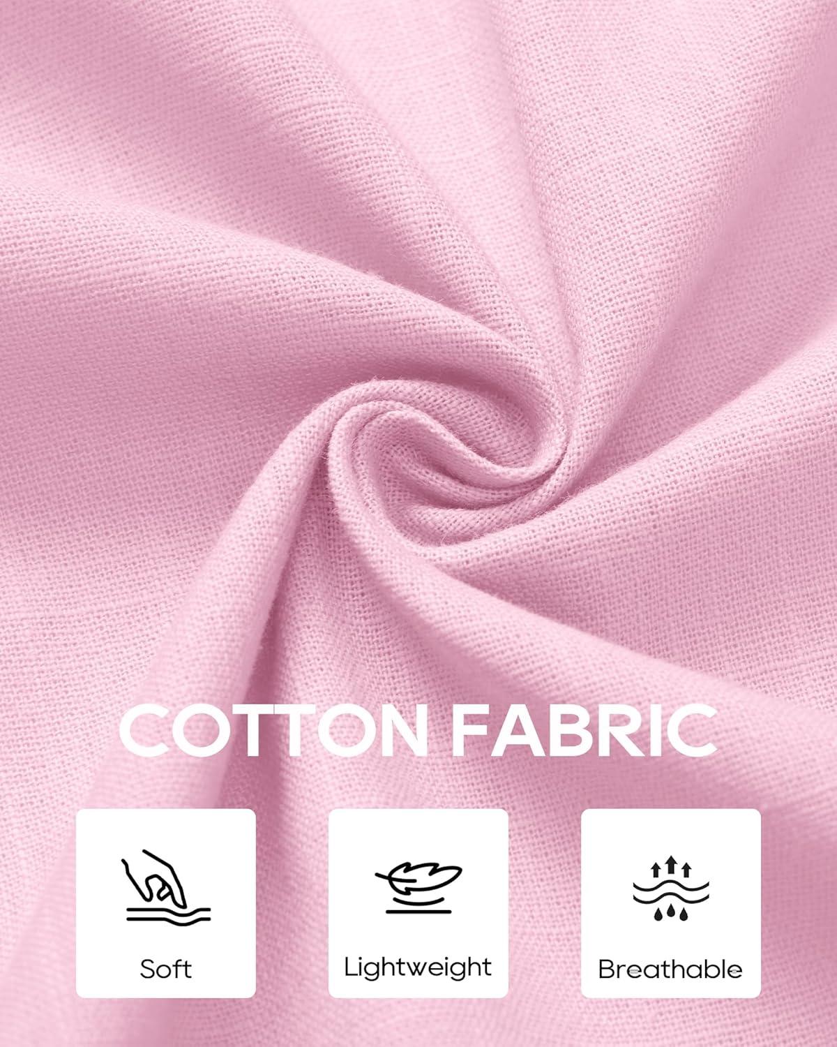 imageAlimens amp Gentle Mens Cotton Linen Textured Shirt Long Sleeve Button Down Shirts Casual Summer Beach Wedding Tops with PocketPink