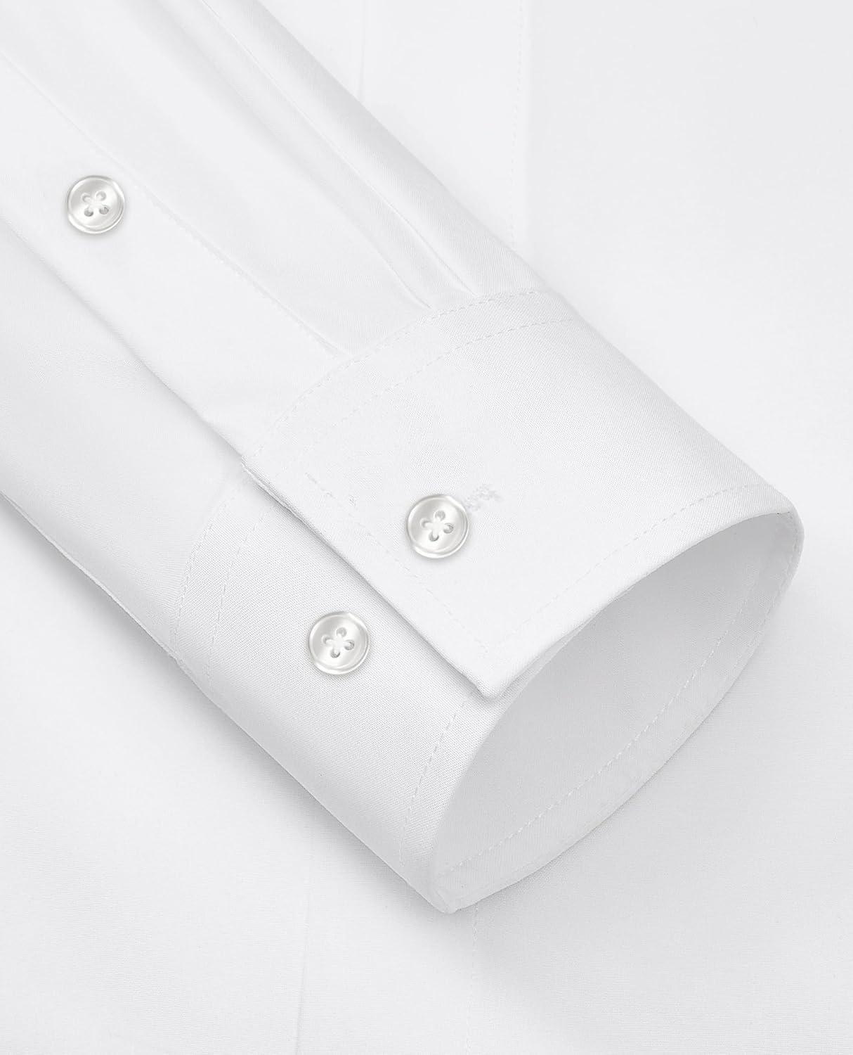 imageAlimens amp Gentle Mens Dress Shirts Stretch Long Sleeve Formal Business Wedding Button Down Shirt Wrinkle FreeSolid White