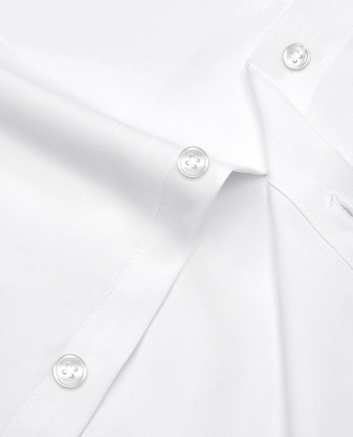 imageAlimens amp Gentle Mens Dress Shirts Stretch Long Sleeve Formal Business Wedding Button Down Shirt Wrinkle FreeSolid White