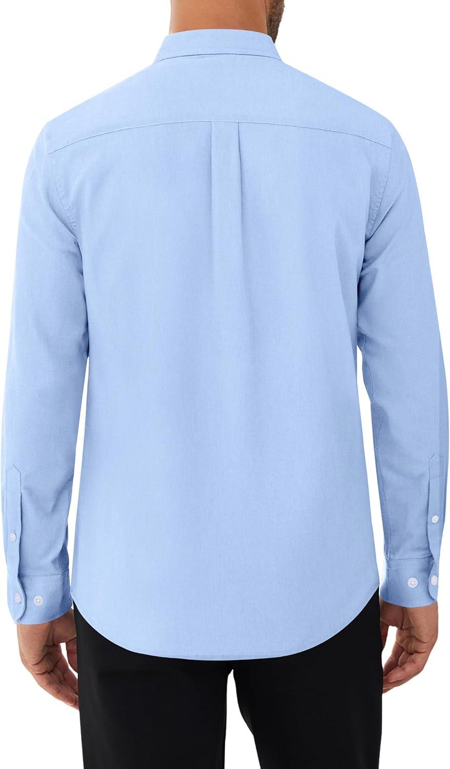 imageAlimens amp Gentle Mens Oxford Shirts Stretch Long Sleeve Dress Shirt for Men Casual Business Work Solid Button Down ShirtsLight Blue
