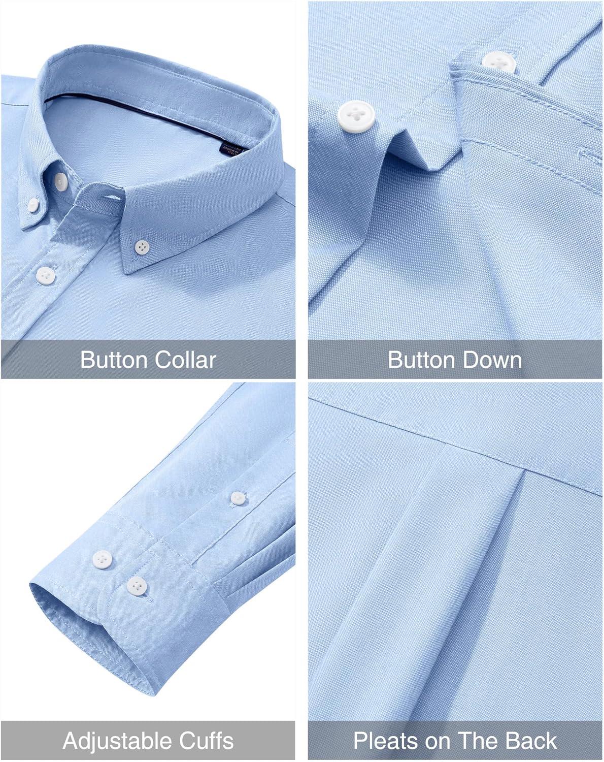 imageAlimens amp Gentle Mens Oxford Shirts Stretch Long Sleeve Dress Shirt for Men Casual Business Work Solid Button Down ShirtsLight Blue