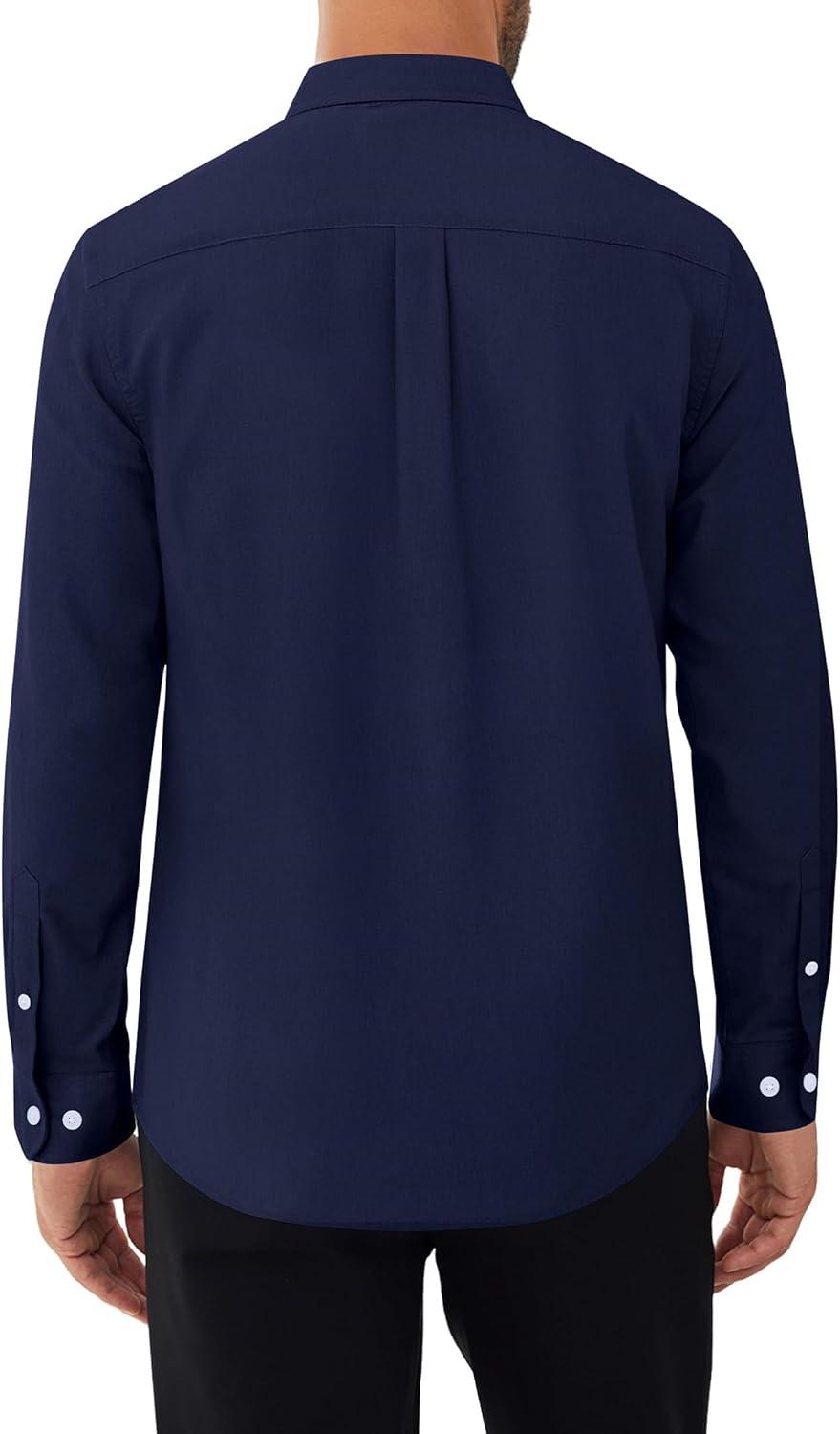imageAlimens amp Gentle Mens Oxford Shirts Stretch Long Sleeve Dress Shirt for Men Casual Business Work Solid Button Down ShirtsNavy Blue