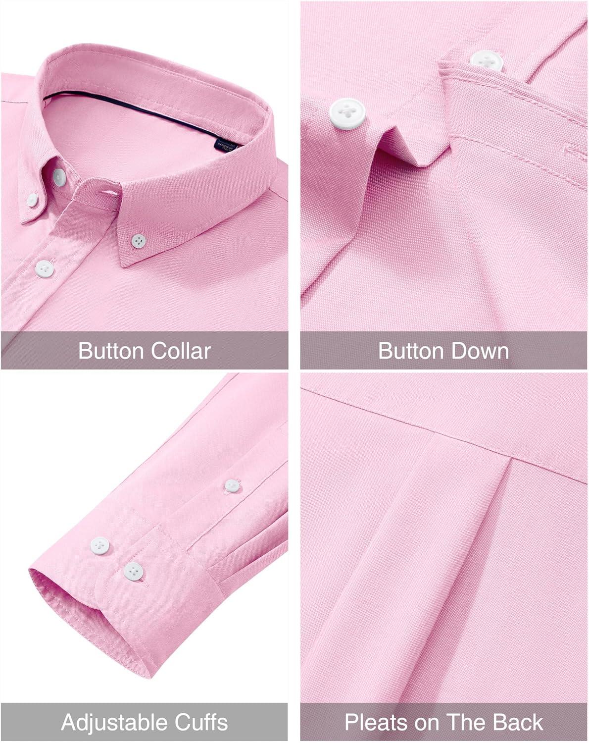 imageAlimens amp Gentle Mens Oxford Shirts Stretch Long Sleeve Dress Shirt for Men Casual Business Work Solid Button Down ShirtsPink