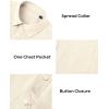 Alimens & Gentle Mens Cotton Linen Textured Shirt Long Sleeve Button Down Shirts Casual Summer Beach Wedding Tops with Pocket(Beige)