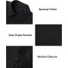 Alimens & Gentle Mens Cotton Linen Textured Shirt Long Sleeve Button Down Shirts Casual Summer Beach Wedding Tops with Pocket(Black)
