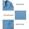 Alimens & Gentle Mens Cotton Linen Textured Shirt Long Sleeve Button Down Shirts Casual Summer Beach Wedding Tops with Pocket(Dusty Blue)