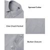 Alimens & Gentle Mens Cotton Linen Textured Shirt Long Sleeve Button Down Shirts Casual Summer Beach Wedding Tops with Pocket(Grey)