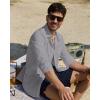 Alimens & Gentle Mens Cotton Linen Textured Shirt Long Sleeve Button Down Shirts Casual Summer Beach Wedding Tops with Pocket(Grey)