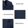 Alimens & Gentle Mens Cotton Linen Textured Shirt Long Sleeve Button Down Shirts Casual Summer Beach Wedding Tops with Pocket(Navy Blue)