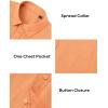 Alimens & Gentle Mens Cotton Linen Textured Shirt Long Sleeve Button Down Shirts Casual Summer Beach Wedding Tops with Pocket(Orange)