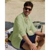 Alimens & Gentle Mens Cotton Linen Textured Shirt Long Sleeve Button Down Shirts Casual Summer Beach Wedding Tops with Pocket(Sage Green)