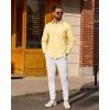 Alimens & Gentle Mens Cotton Linen Textured Shirt Long Sleeve Button Down Shirts Casual Summer Beach Wedding Tops with Pocket(Yellow)