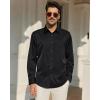 Alimens & Gentle Mens Dress Shirts Wrinkle Free Long Sleeve Button Down Shirt Solid Sun Protection Wedding Business Shirt(Black)