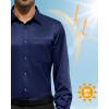 Alimens & Gentle Mens Dress Shirts Wrinkle Free Long Sleeve Button Down Shirt Solid Sun Protection Wedding Business Shirt(Navy Blue)
