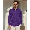 Alimens & Gentle Mens Dress Shirts Wrinkle Free Long Sleeve Button Down Shirt Solid Sun Protection Wedding Business Shirt(Purple)