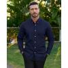 Alimens & Gentle Mens Oxford Shirts Stretch Long Sleeve Dress Shirt for Men Casual Business Work Solid Button Down Shirts(Navy Blue)