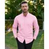 Alimens & Gentle Mens Oxford Shirts Stretch Long Sleeve Dress Shirt for Men Casual Business Work Solid Button Down Shirts(Pink)