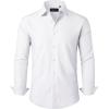 Alimens & Gentle Mens Dress Shirts Stretch Long Sleeve Formal Business Wedding Button Down Shirt Wrinkle Free(Solid White)