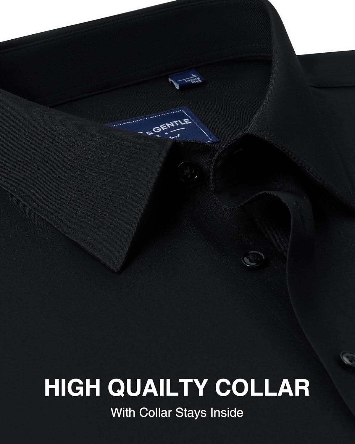 imageAlimens amp Gentle Premium Mens Mulberry Silk Modal Dress Shirt Performance Wrinkle FreeBlack