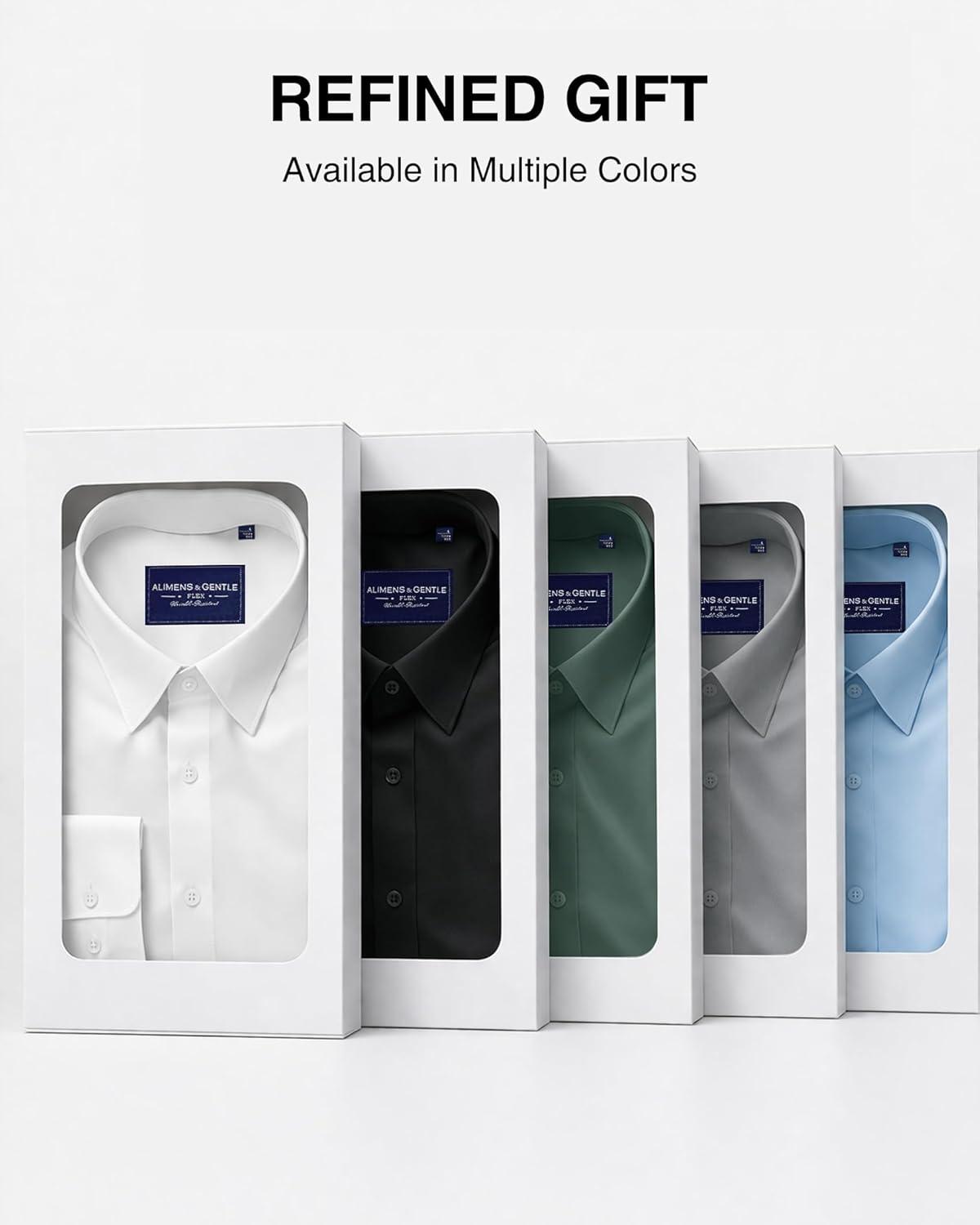 imageAlimens amp Gentle Premium Mens Mulberry Silk Modal Dress Shirt Performance Wrinkle FreeBlue