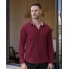 Alimens & Gentle Mens Dress Shirts Long Sleeve Button Down Shirt Men Wrinkle Free Contrast Collar Shirts(Burgundy)