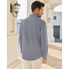 Alimens & Gentle Mens Dress Shirts Stretch Long Sleeve Button Down Shirt Solid Sun Protection Wedding Business Shirt(Grey)