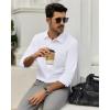 Alimens & Gentle Mens Dress Shirts Stretch Long Sleeve Button Down Shirt Solid Sun Protection Wedding Business Shirt(White)