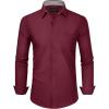 Alimens & Gentle Mens Dress Shirts Long Sleeve Button Down Shirt Men Wrinkle Free Contrast Collar Shirts(Burgundy)