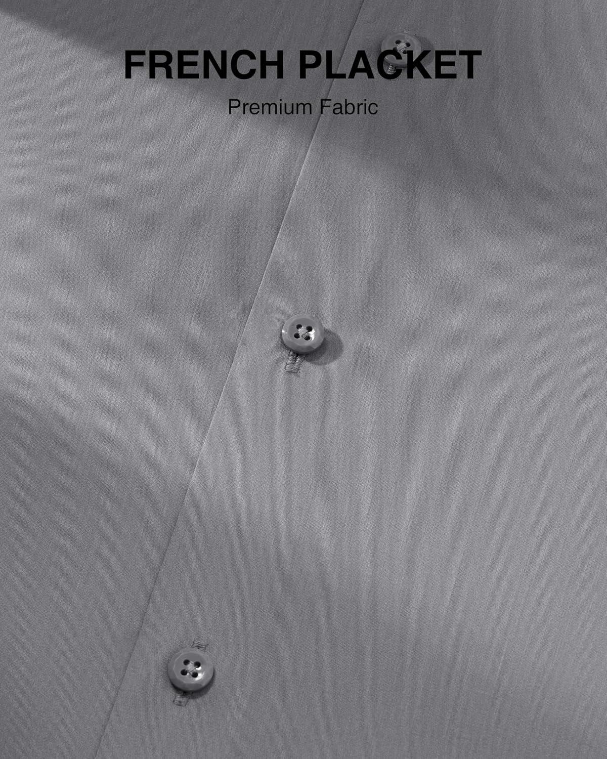 imageAlimens amp Gentle Mens Premium Dress Shirts Mulberry Silk Performance Wrinkle Free Stain Shield Button Down ShirtGrey