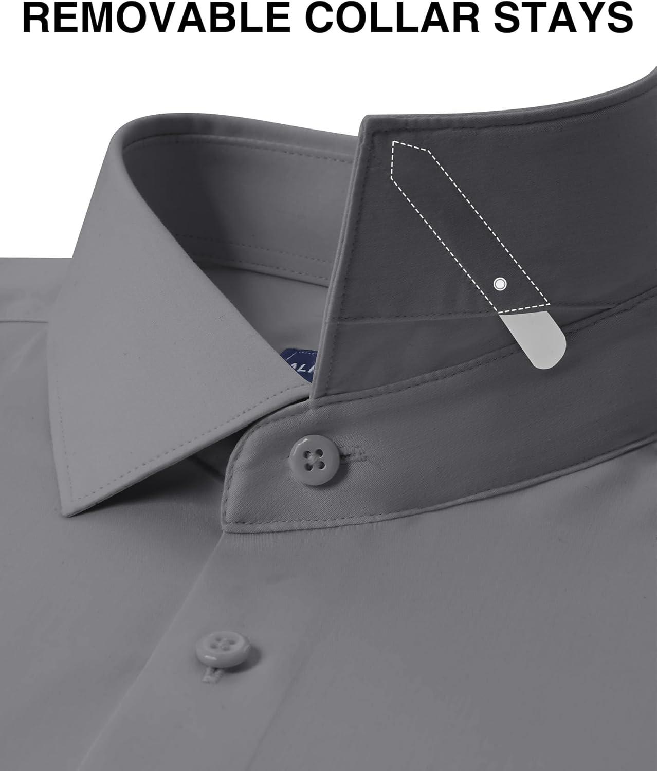 imageAlimens amp Gentle Mens Premium Dress Shirts Mulberry Silk Performance Wrinkle Free Stain Shield Button Down ShirtGrey