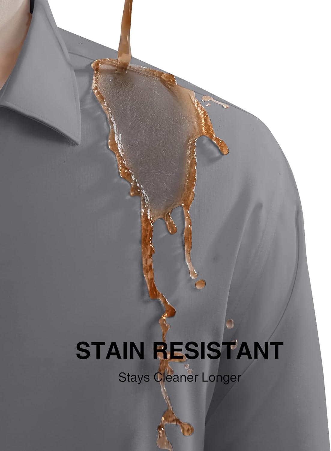 imageAlimens amp Gentle Mens Premium Dress Shirts Mulberry Silk Performance Wrinkle Free Stain Shield Button Down ShirtGrey