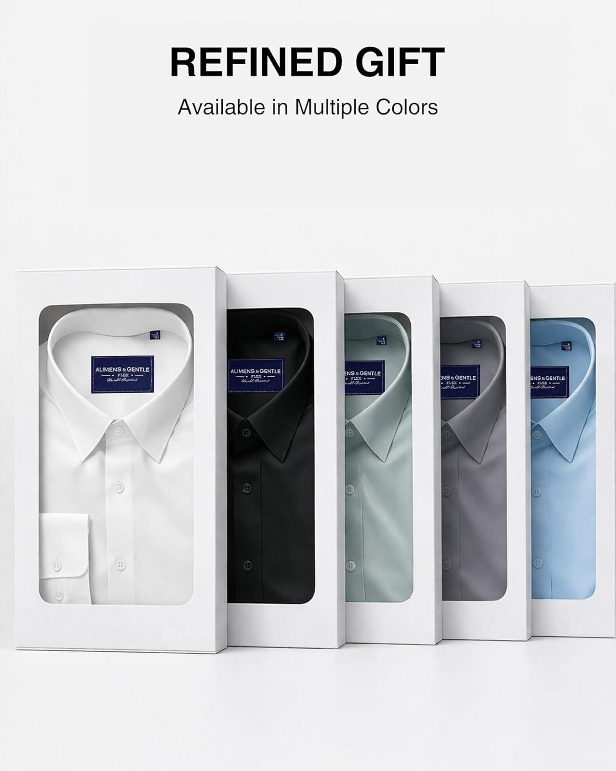 imageAlimens amp Gentle Mens Premium Dress Shirts Mulberry Silk Performance Wrinkle Free Stain Shield Button Down ShirtWhite