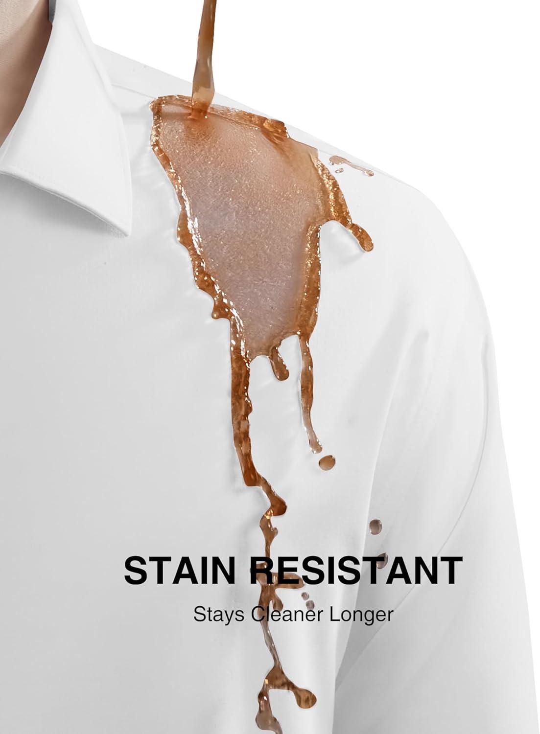 imageAlimens amp Gentle Mens Premium Dress Shirts Mulberry Silk Performance Wrinkle Free Stain Shield Button Down ShirtWhite