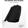 Alimens & Gentle Men’s Premium Dress Shirts – Mulberry Silk Performance Wrinkle Free Stain Shield Button Down Shirt(Black)