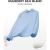 Alimens & Gentle Men’s Premium Dress Shirts – Mulberry Silk Performance Wrinkle Free Stain Shield Button Down Shirt(Blue)