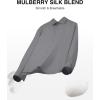 Alimens & Gentle Men’s Premium Dress Shirts – Mulberry Silk Performance Wrinkle Free Stain Shield Button Down Shirt(Grey)