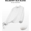 Alimens & Gentle Men’s Premium Dress Shirts – Mulberry Silk Performance Wrinkle Free Stain Shield Button Down Shirt(White)