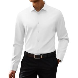 Alimens & Gentle Men’s Premium Dress Shirts – Mulberry Silk Performance Wrinkle Free Stain Shield Button Down Shirt(White)