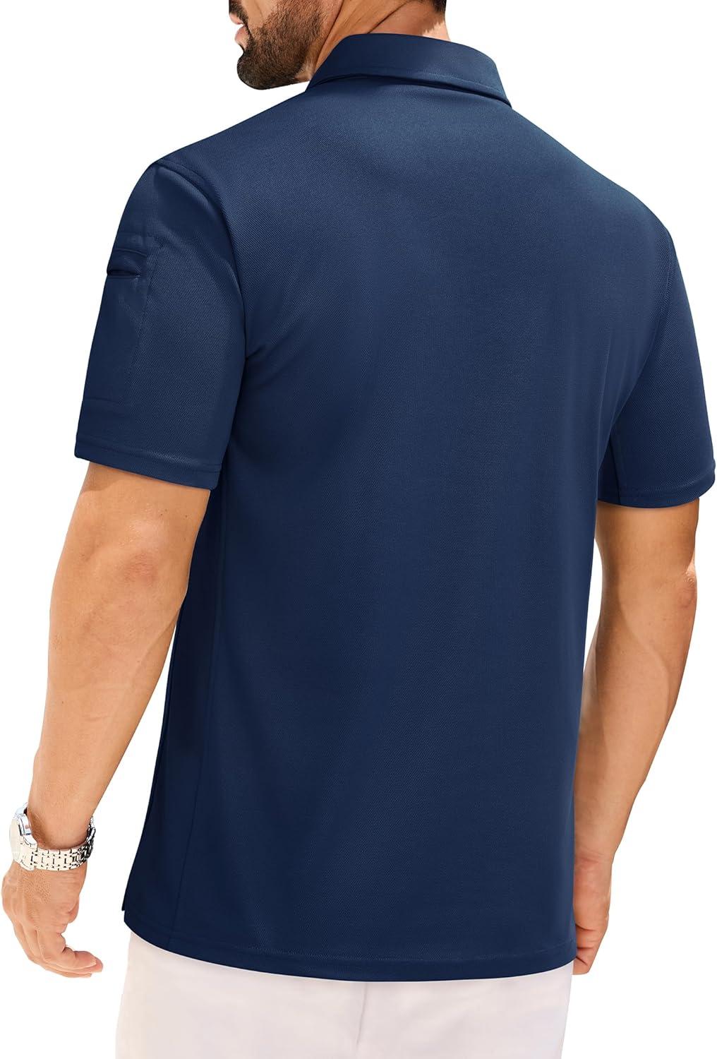 imageAlimens amp Gentle Performance Polo Shirts for Men Stretch Quick Dry Golf Shirt Short Sleeve Tactical Casual Tops Outdoor Navy Blue