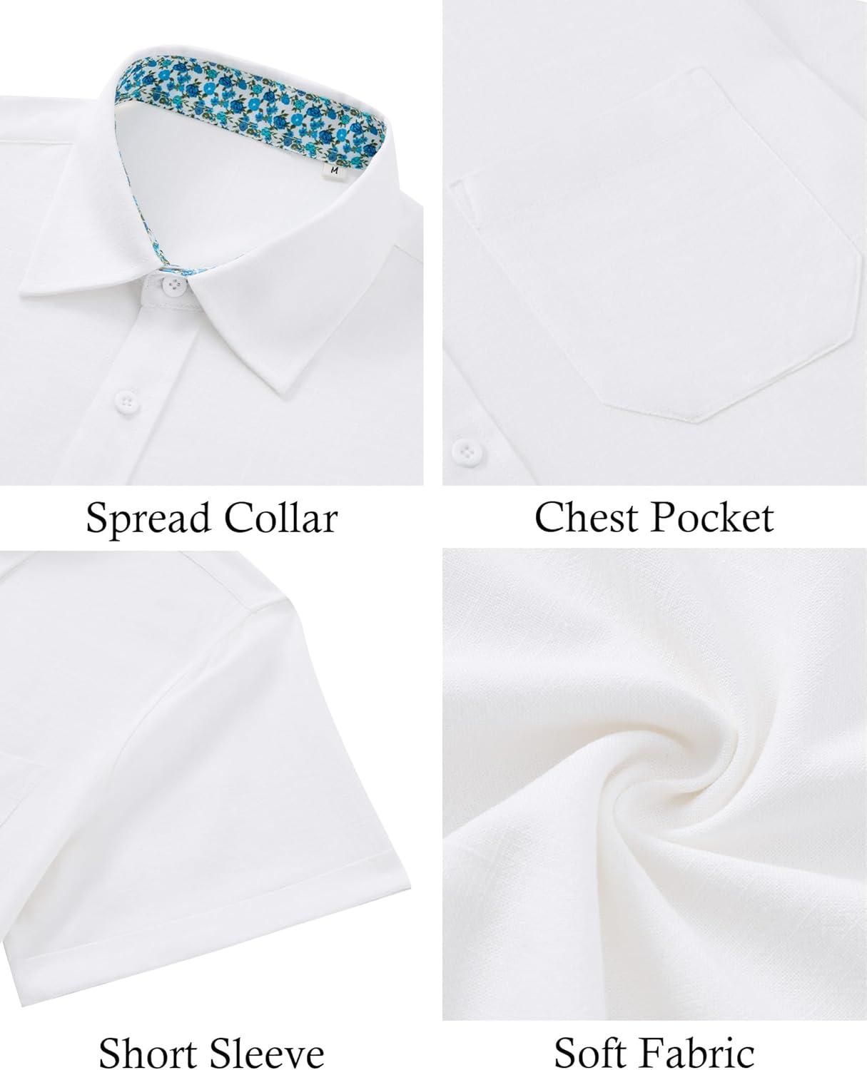 imageAlimens amp Gentle Mens Linen Shirt Short Sleeve Button Down Shirt Casual Beach Vacation Summer Wedding ShirtsWhite