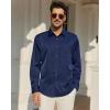 Alimens & Gentle Mens Dress Shirts Wrinkle Free Long Sleeve Button Down Shirt Solid Sun Protection Business Shirt with Pocket(Navy Blue)