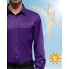 Alimens & Gentle Mens Dress Shirts Wrinkle Free Long Sleeve Button Down Shirt Solid Sun Protection Business Shirt with Pocket(Purple)