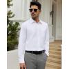 Alimens & Gentle Mens Dress Shirts Wrinkle Free Long Sleeve Button Down Shirt Solid Sun Protection Business Shirt with Pocket(White)