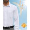 Alimens & Gentle Mens Dress Shirts Wrinkle Free Long Sleeve Button Down Shirt Solid Sun Protection Business Shirt with Pocket(White)